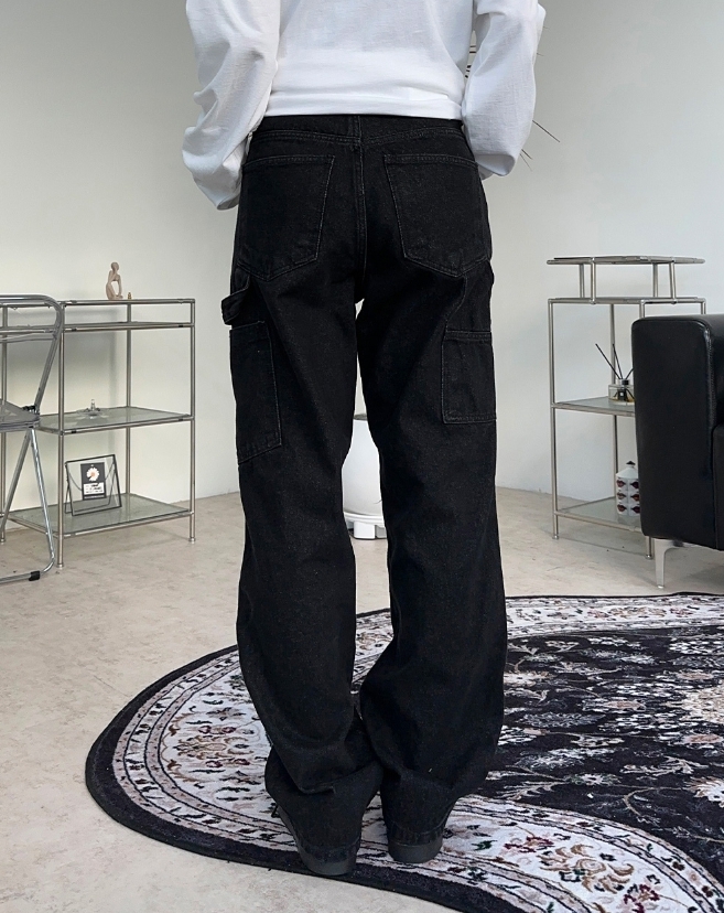 【SATIIIZ】Divan Carpenter Black Denim Pants SATIIIZ】Divan Carpenter Black Denim Pants