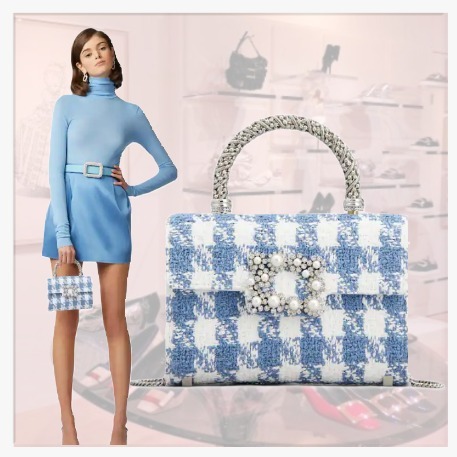 [Roger Vivier]ミニラワーストラスパールバックルクラッチバッグ