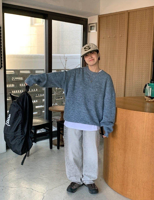 【BAON】[unisex] Henme Bokashi Round Over Knit BAON】[unisex] Henme Bokashi Round Over Knit (BAON/ニット