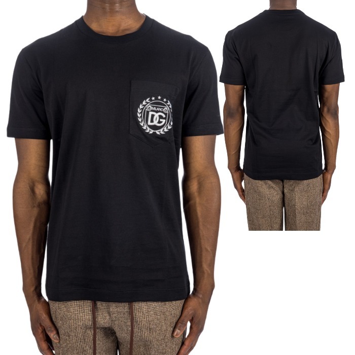 【Dolce & Gabbana】コットンTシャツ ブラック ポケットロゴ