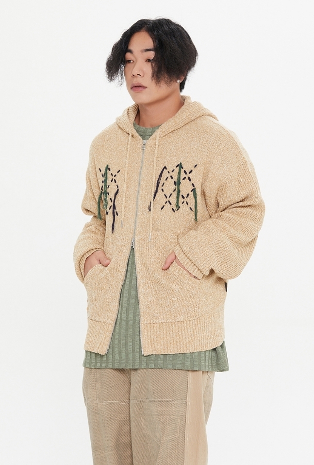 ★2024FW新作★ROMANTIC CROWN★NAVAJO KNIT HOOD ZIP UP ROMANTIC CROWN】24SS☆ NAVAJO KNIT HOOD ZIP UP