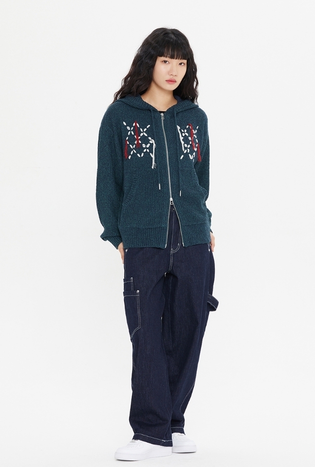 ★2024FW新作★ROMANTIC CROWN★NAVAJO KNIT HOOD ZIP UP ROMANTIC CROWN】24SS☆ NAVAJO KNIT HOOD ZIP UP