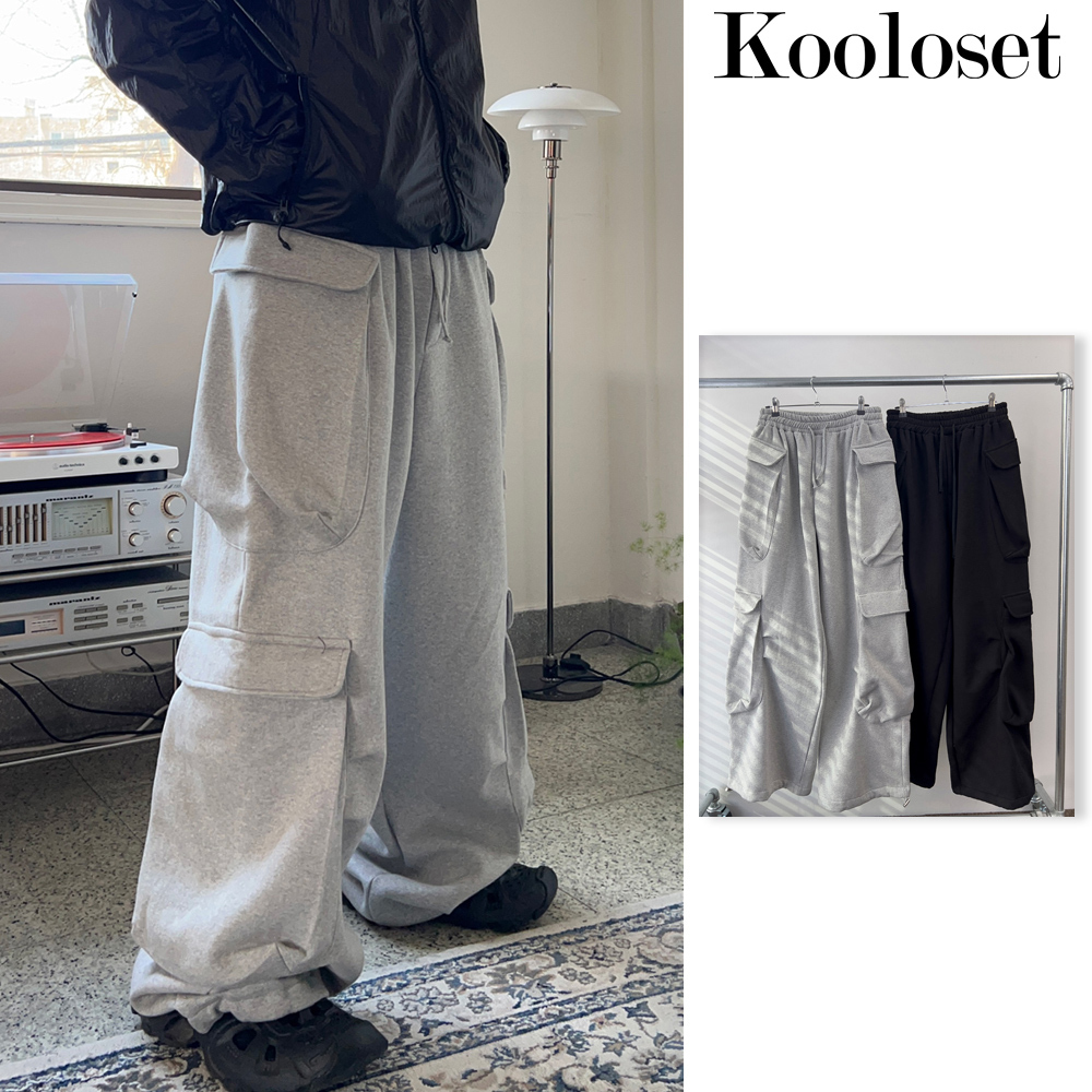 【KOOLOSET】Multi Cargo Wide Sweatpants
