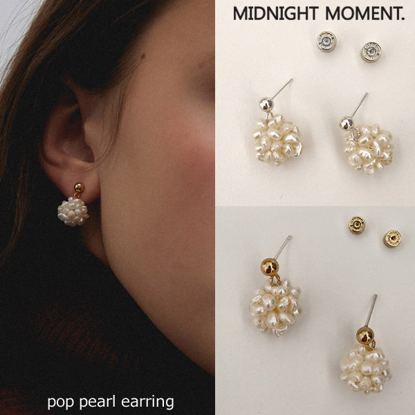 韓国人気【MIDNIGHT MOMENT】pop pearl earring☆追跡付