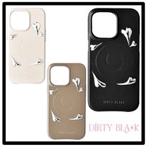 ★関税込★Dirty Black★heart-embellished leather iPhone case