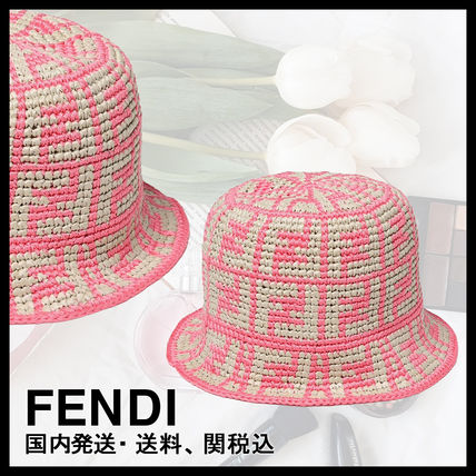 バケットハット ピンク系 FENDI(フェンディ) ハット(レディース バケットハット ピンク系 FENDI(フェンディ) ハット(レディース