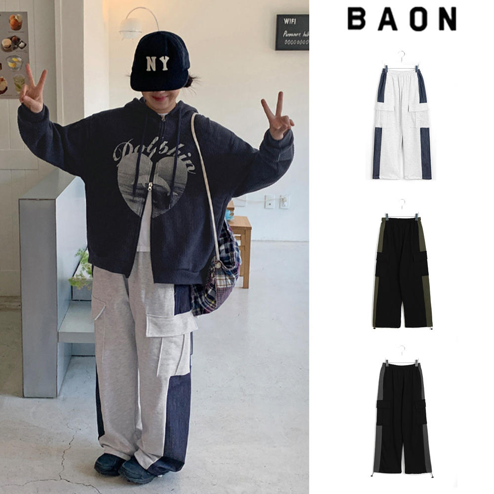 【BAON】[unisex] Mohind color matching banding cargo pt XL
