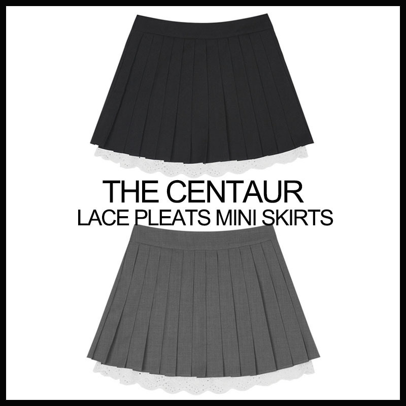 人気【THE CENTAUR】LACE PLEATS MINI SKIRTS