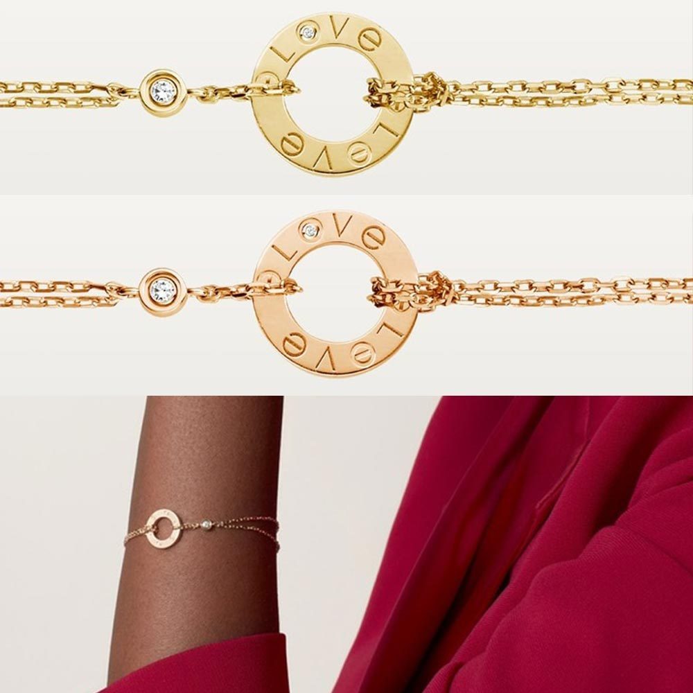 【Cartier】LOVE チェーン ブレスレット 2ダイヤ gold 送料込み