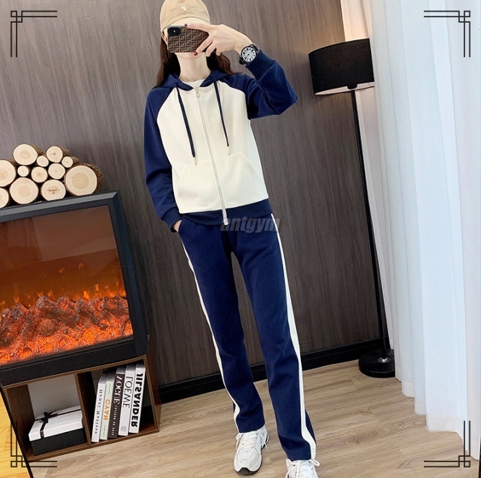 セットアップ M~4XL フーディ パンツ コンストラスト 4color