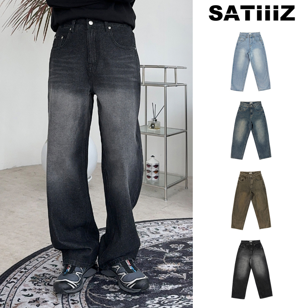 【SATIIIZ】Kit Washing Wide Denim Pants