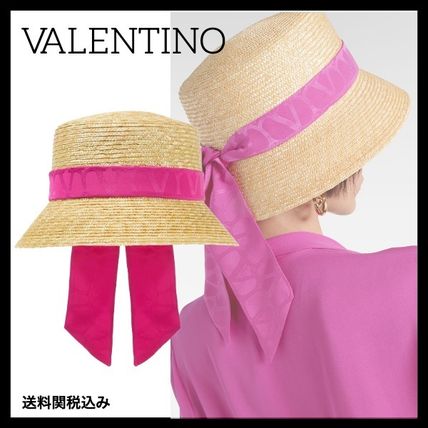 VALENTINO Straw Hats Street Style Bucket Hats Straw Hats