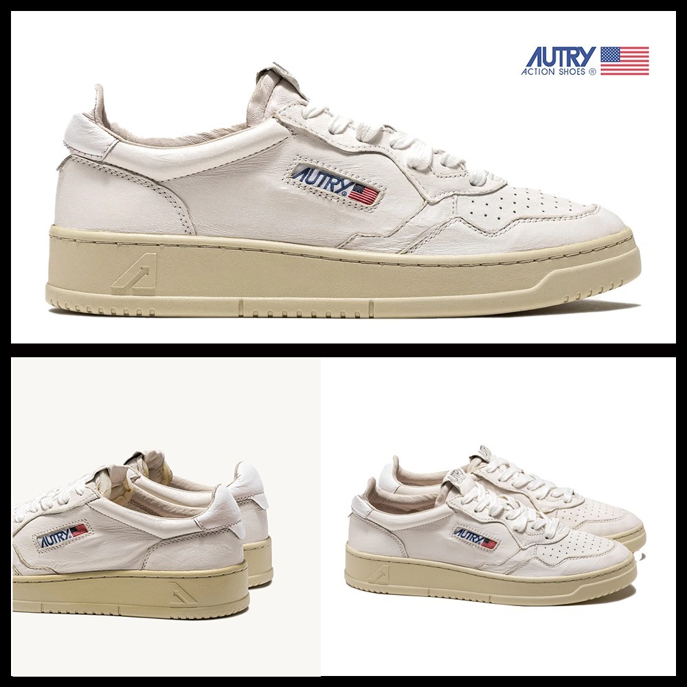 ★AUTRY★MEDALIST LOW SNEAKERS IN SOFT GOATSKIN★WHITE★