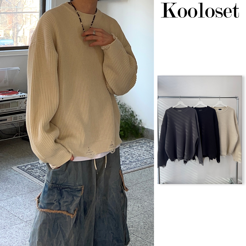 【KOOLOSET】Damage Round Over Knit