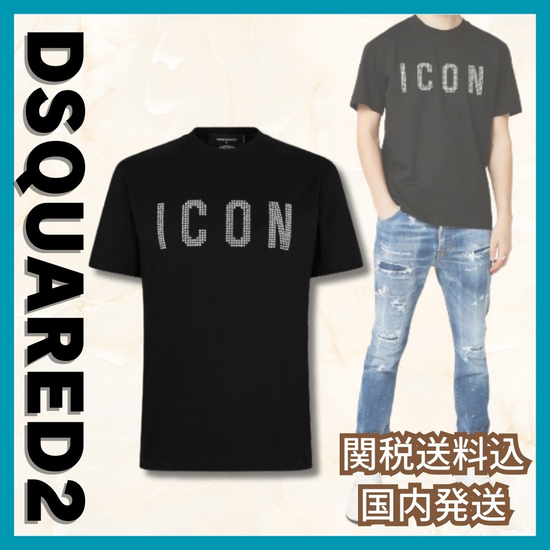 関税送料込【DSQUARED2】ダイヤモンド ICON Tシャツ ブラック