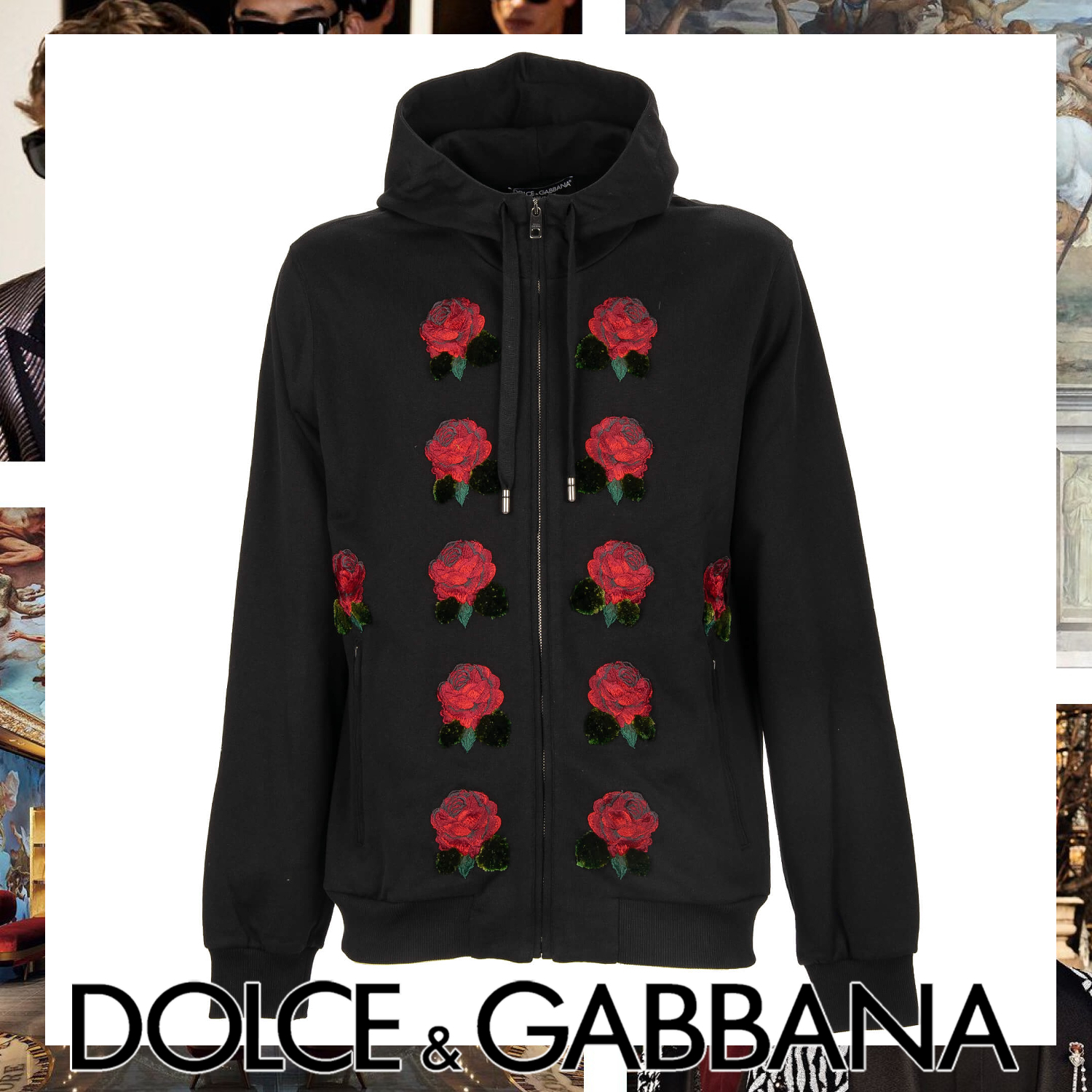Dolce & Gabbana フラワー刺繍 パーカー ブラック