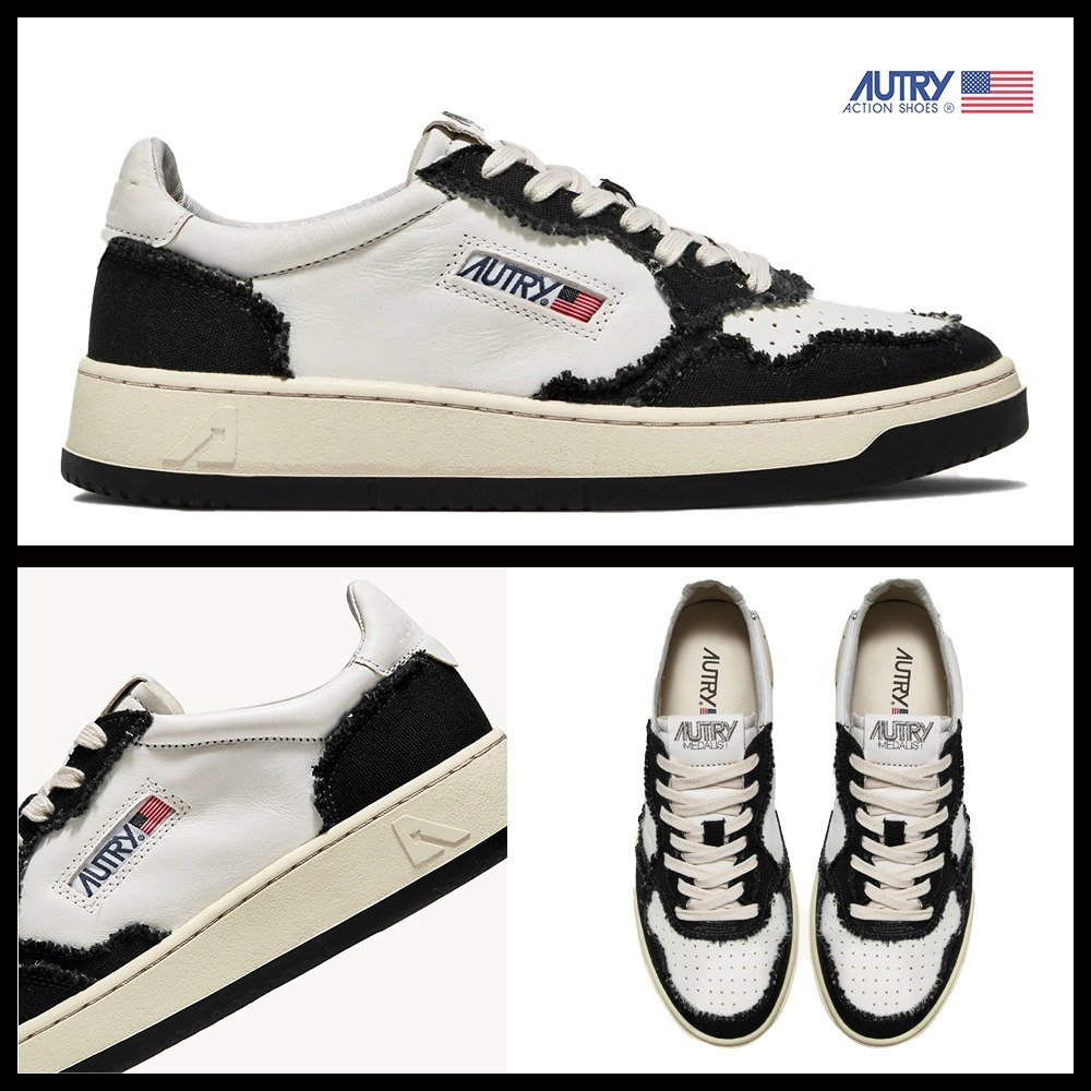 ★AUTRY★TWO-TONE MEDALIST LOW SNEAKERS★WHITE AND BLACK★