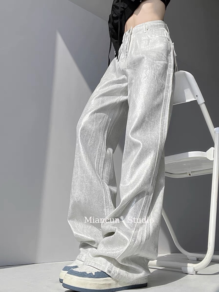 ハイウエストデニムパンツロングストレートおしゃれ