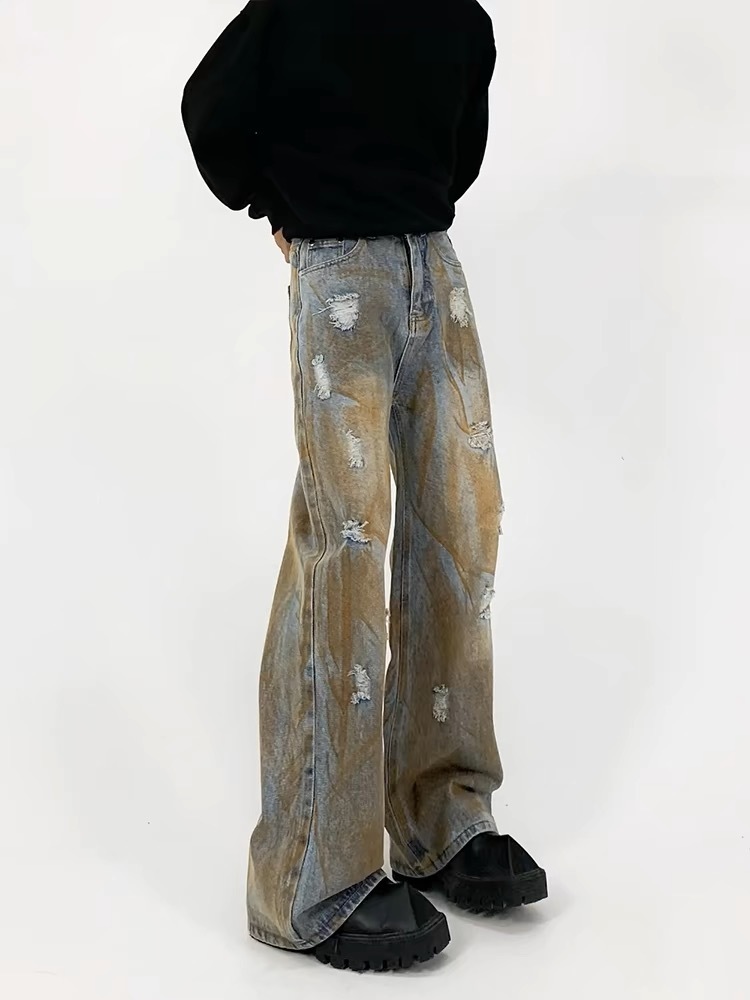 メンズダメージデニムパンツジーパンストレートおしゃれ