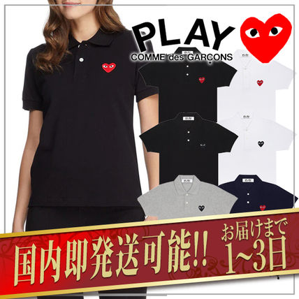 COMME des GARCONS Polos Casual Style Plain Short Sleeves Logo Polos