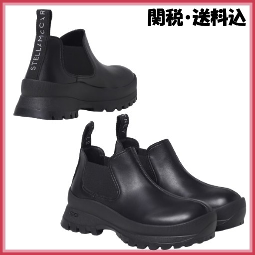 ステラマッカートニー■ロゴ フラット アンクルブーツ ブラック
