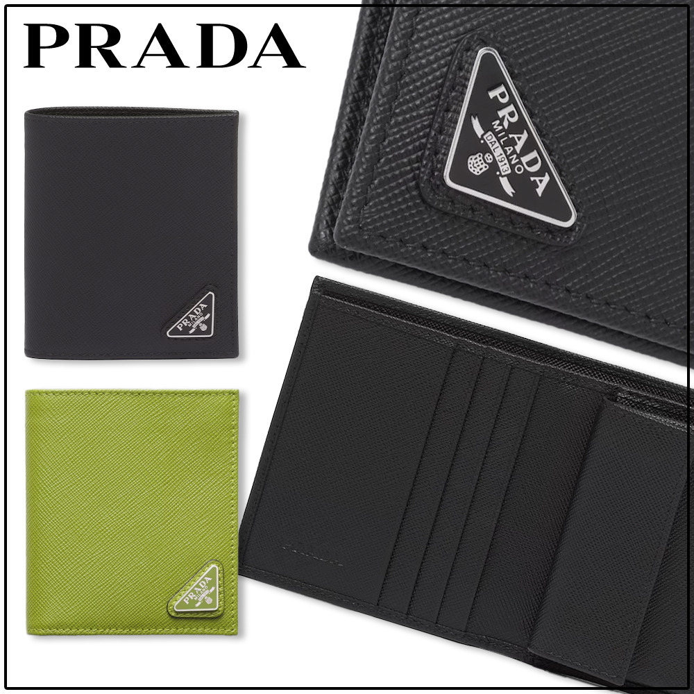 国内直営【PRADA】サフィアーノトライアングル 財布 ブラック