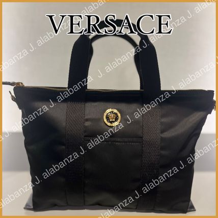 ★送料込★VERSACE ブラック レザー トート ヴェルサーチ Versace 黒 レザー トートバッグ ハンドバッグ