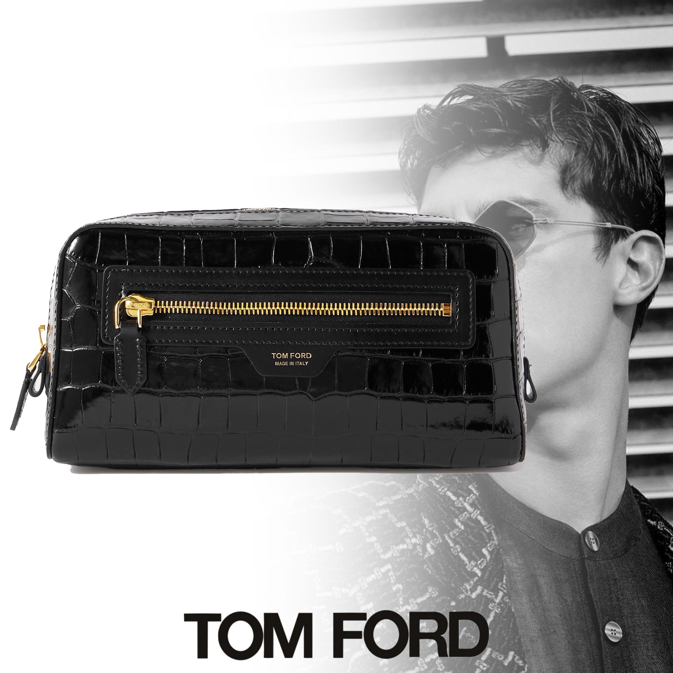 TOM FORD(トムフォード) レザーベルトバッグ(SALE!関税送料込) TOM FORD (トムフォード) レザー ゴールドジップ ボディバッグ