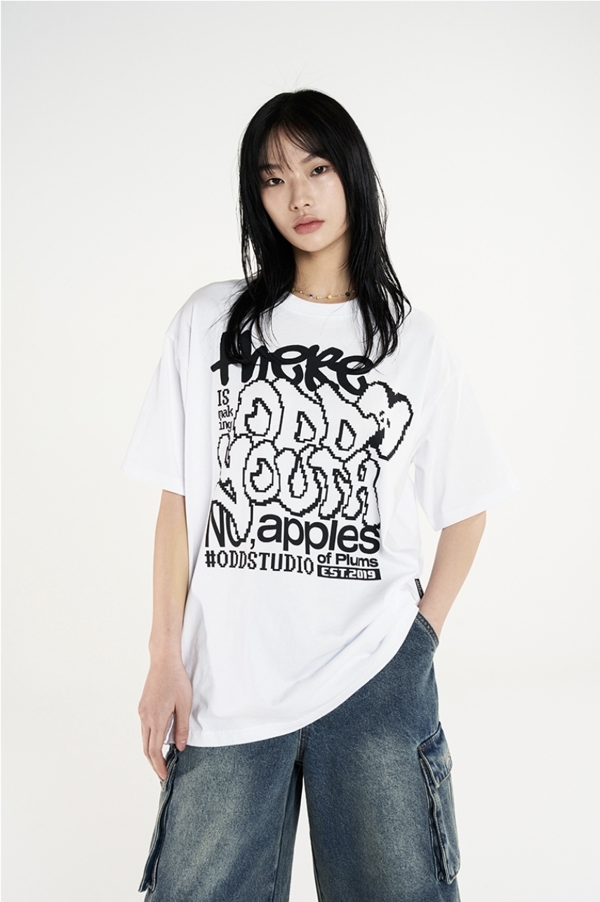 Tシャツ・カットソー [ ODDSTUDIO]Apple Pixel Graphic Oversized Fit T-Shirt ODDSTUDIO] Apple Pixel Graphic Oversized Fit T-Shirt (3色