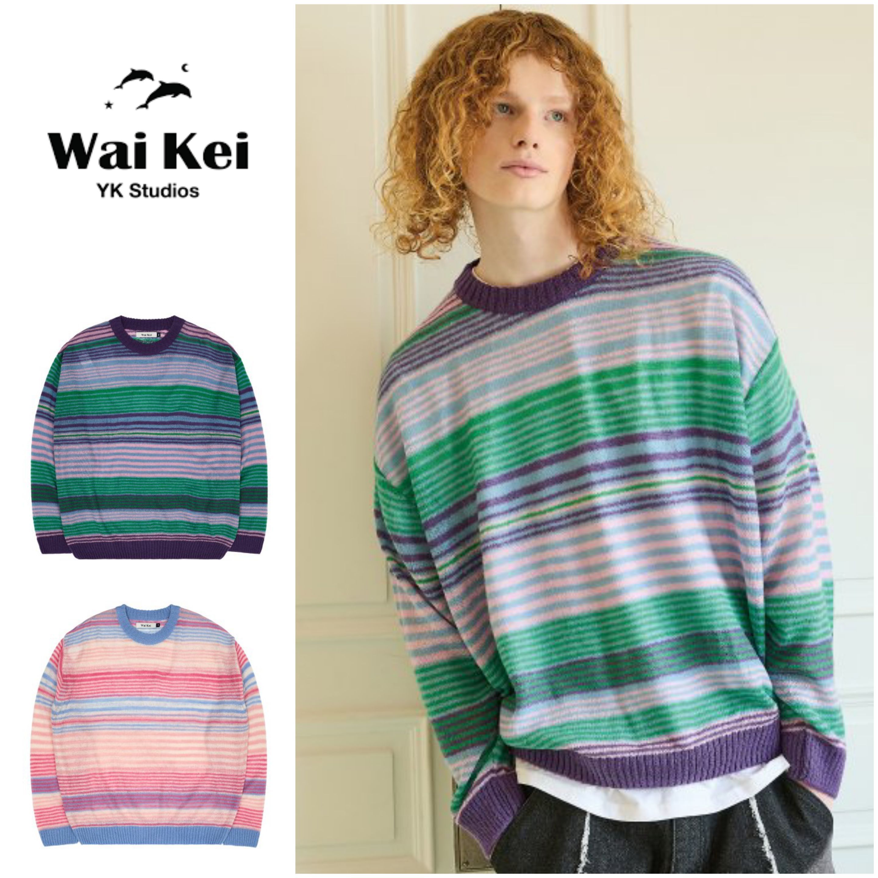 さらに100円引き◆WAI KEI◆Multi stripe see-through knit