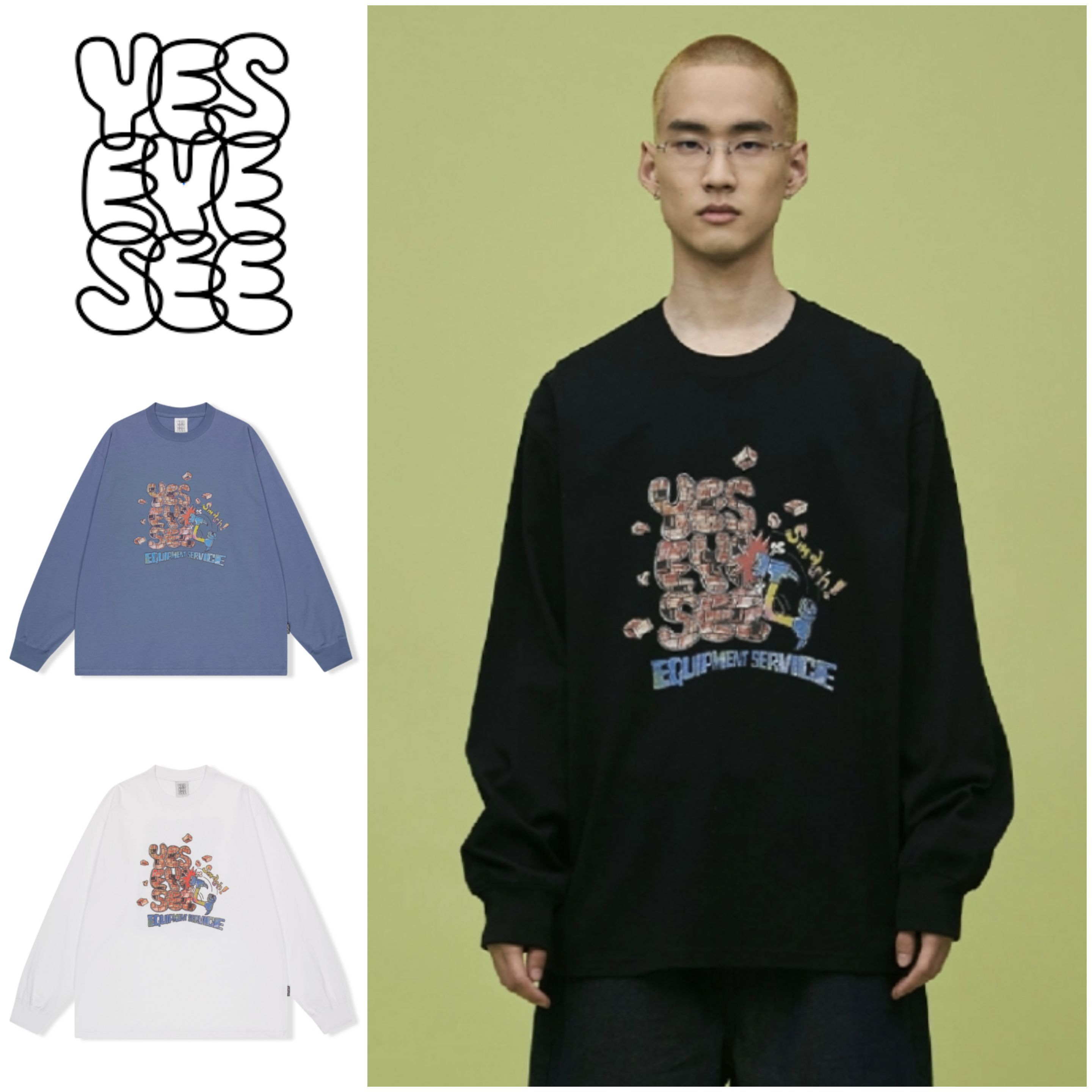 さらに100円引き◆YESEYESEE◆Broken Brick L/S