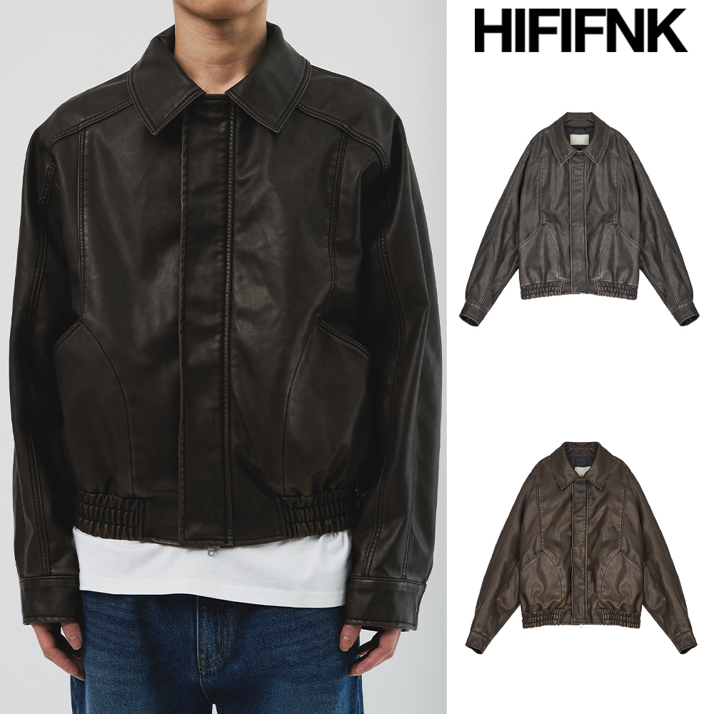 【HI FI FNK】Dad Pigment Leather Jacket