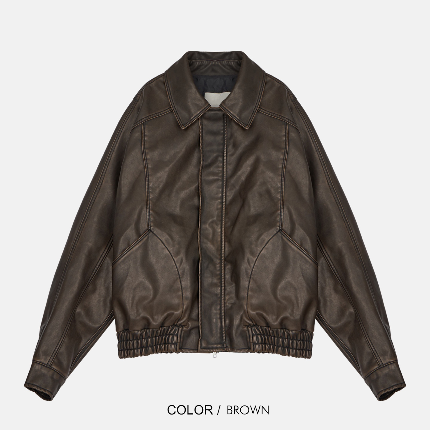 【HI FI FNK】Dad Pigment Leather Jacket HI FI FNK】Dad Pigment Leather Jacket