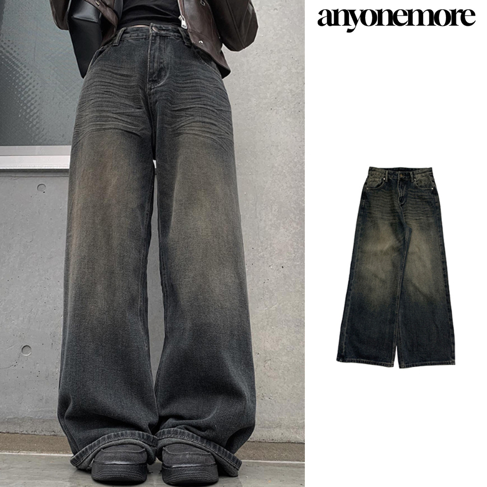 【Anyone more】24SS★ [A/M] Dots Washing Denim Wide Pants