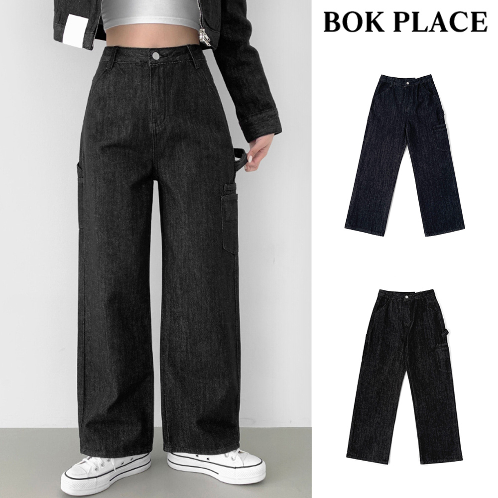 【BOK PLACE】Raw Non Fade Carpenter Pocket Wide Fit Denim Pt