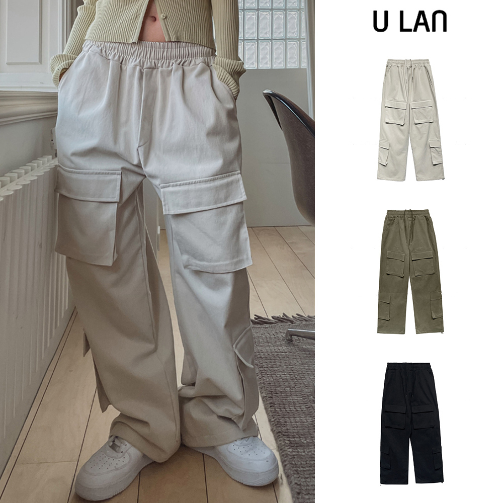 【U LAN】Word front pocket cargo pants