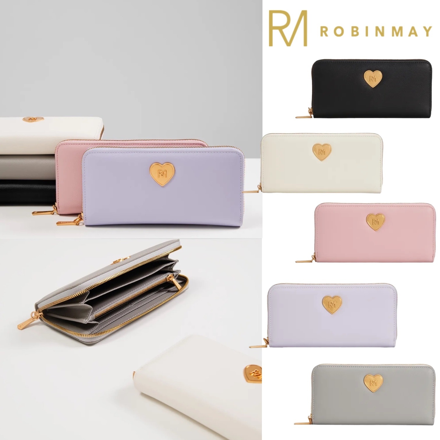 ROBINMAY 霏比真皮長夾 レザー ハート ロングウォレット/送料込