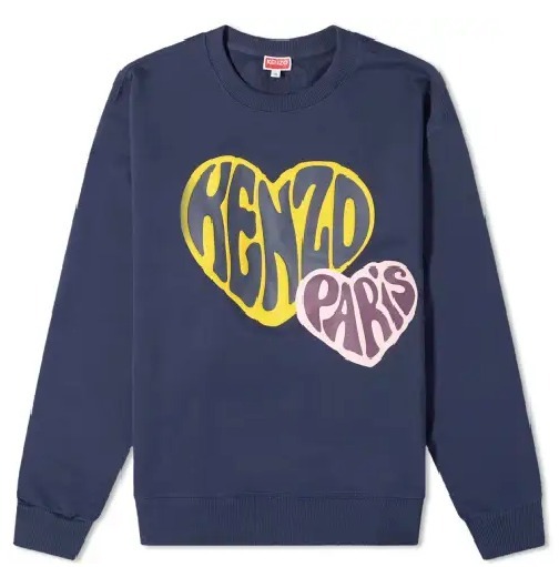 関税送料込み【KENZO】Hearts Crew Sweat in Midnight Blue
