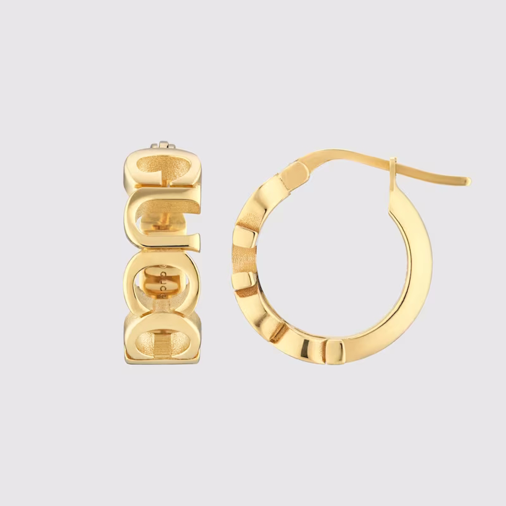 国内発送**GUCCI**  ロゴ フープピアス ピンクゴールドトーン Gucci 