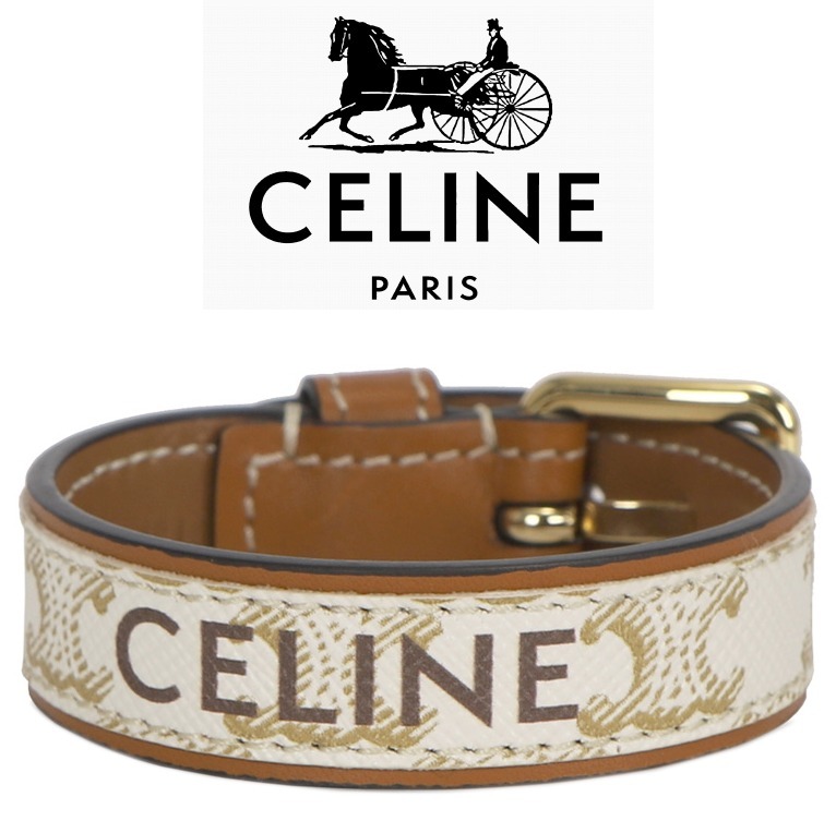 セール●CELINE●トリオンフ キャンバス レザー ブレスレット