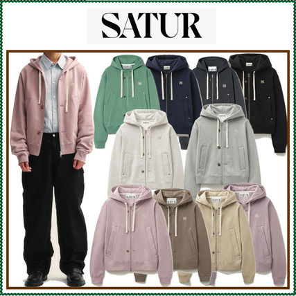 パーカー・フーディ SATUR Setter applique rivet hood sage green SA241UTH09SG SATUR Applique Rivet Hoodie – Dot & Line Store