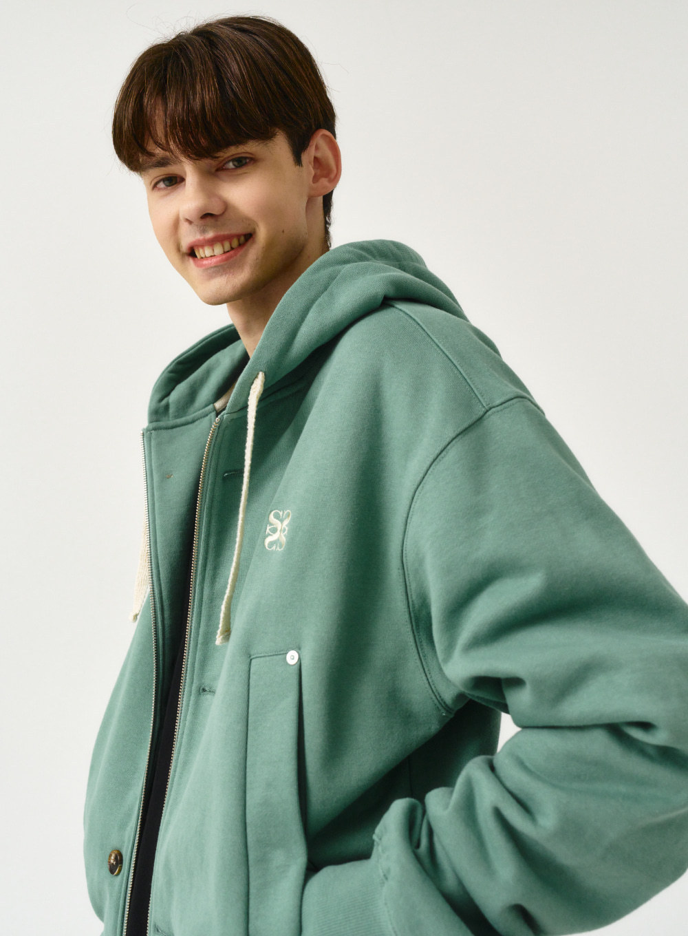 SATUR】Teo Cotton All Day Hood Zip-Up /追跡付 (SATUR