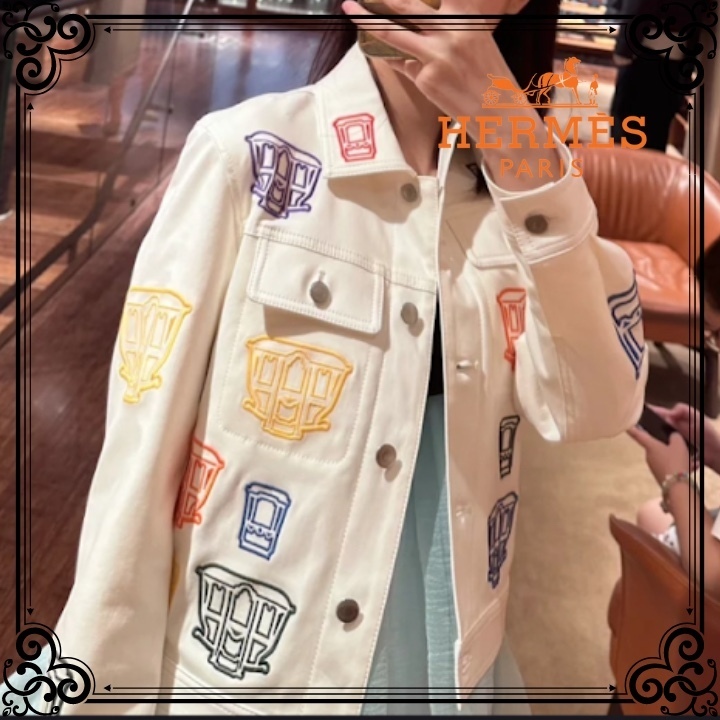 ◆カラフルな刺繍が可愛い☆◆【HERMES】 デニム風ジャケット