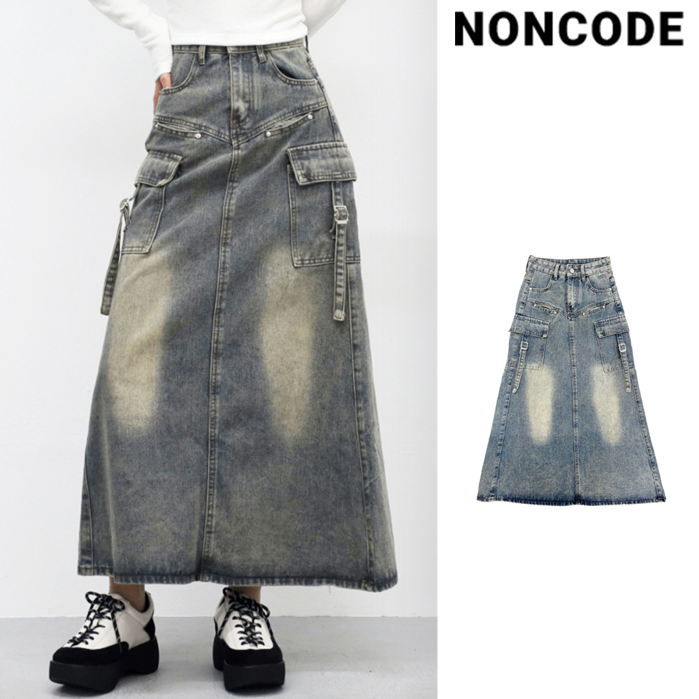 【NONCODE】Zance vintage denim long skirt