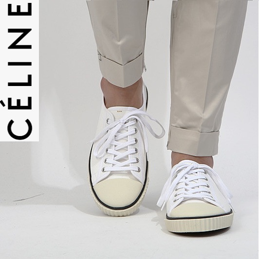 春に履きたい●CELINE●レースアップスニーカ− BLANK●ホワイト