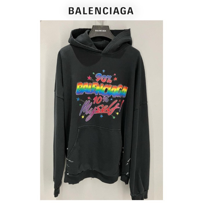 【BALENCIAGA】レインボーロゴ パーカー Hoodie ★関税送料込み