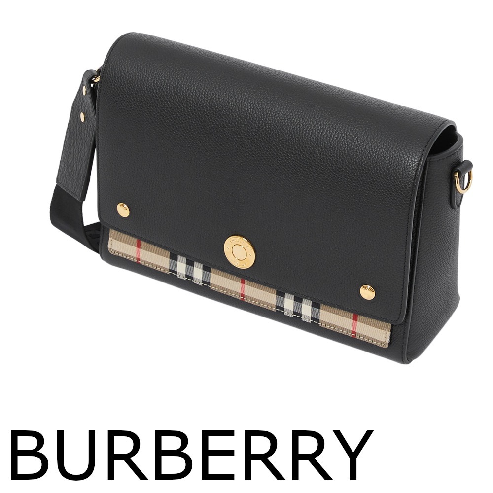 【Burberry】Note Leather & Vintage Check Crossbody Bag