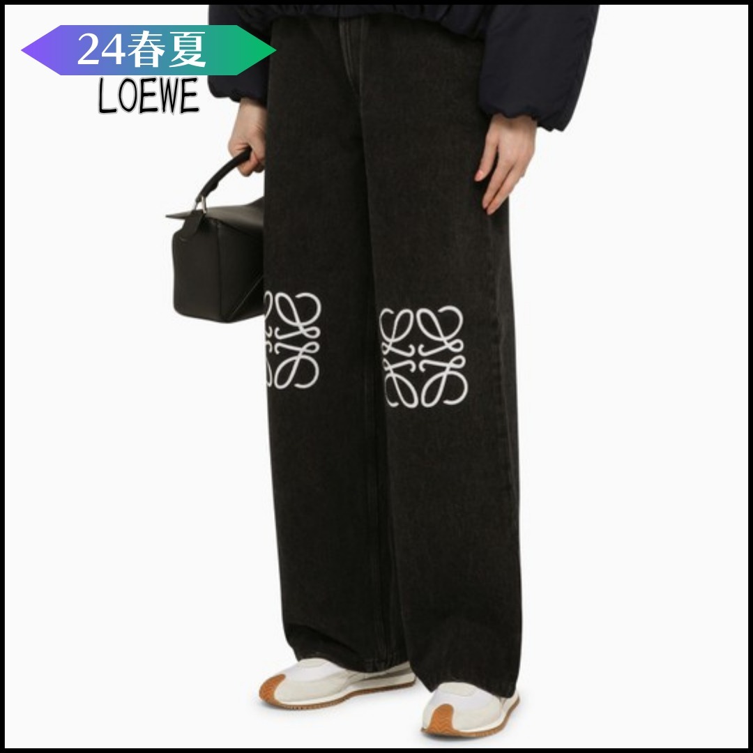 SS24 ロエベ ブラック アナグラム ボーイフレンド ジーンズ