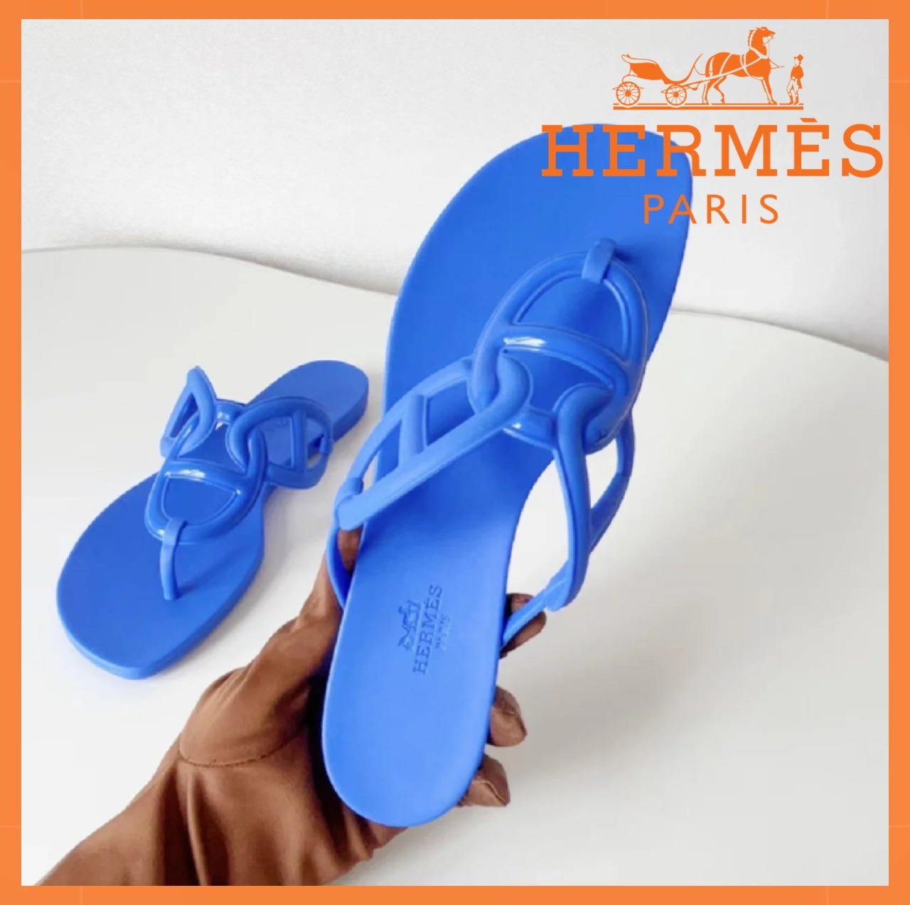 ◆涼し気ブルー☆◆【HERMES】TPUサンダル エジェリ