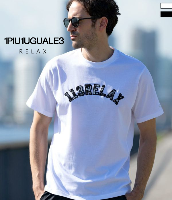 1PIU1UGUALE3 RELAX ペイズリーロゴ半袖Tシャツ メンズ 男性